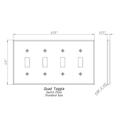 White Marble (Meram Blanc) Quadruple Toggle Switch Wall Plate / Switch Plate / Cover - Honed