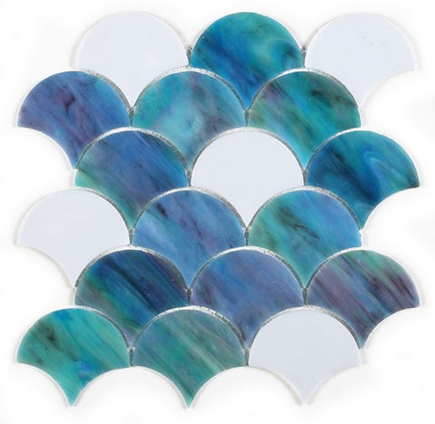 Seashell Ocean Scale Glass Mosaic Tile