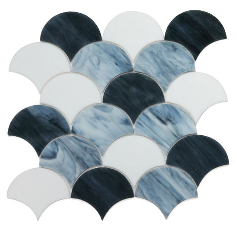 Seashell Grey Scale Glass Mosaic Tile