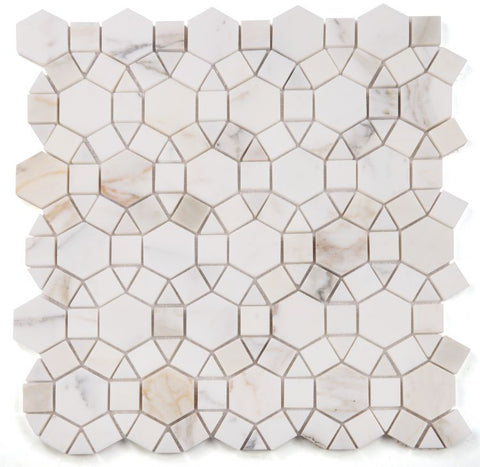 Planet Calacatta Polished Circular Marble Mosaic Tile