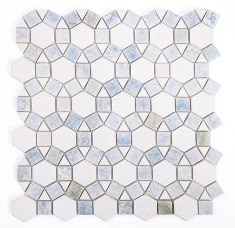 Planet Crystal Ocean Honed Circular Marble Mosaic Tile