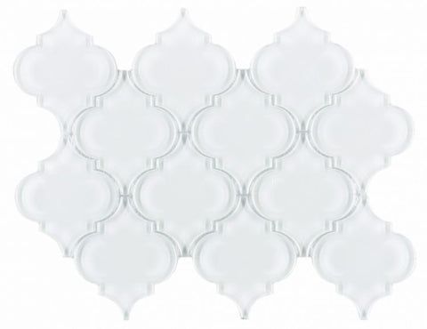 Sultan White Shining Glossy Arabesque Glass Mosaic Tile