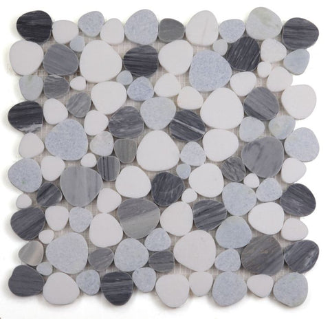 Athena Brigid Deep Ocean Polished Pebble Marble Mosaic Tile