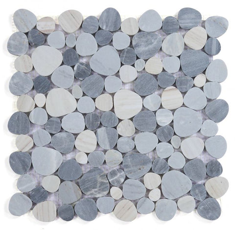 Athena Brigid Italian Blue Honed Pebble Marble Mosaic Tile