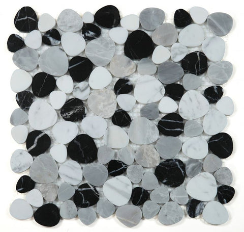 Athena Brigid Moonlight Polished Pebble Marble Mosaic Tile