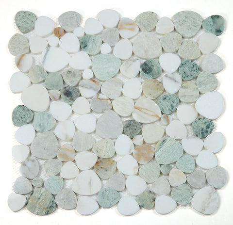 Athena Brigid Spring Honed Pebble Marble Mosaic Tile