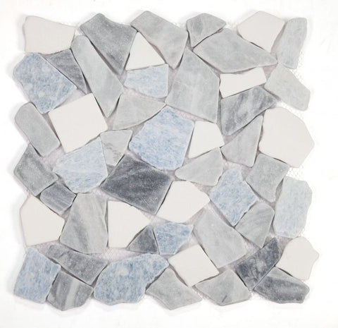 Brook Blue Ocean Honed Pebble Marble Mosaic Tile