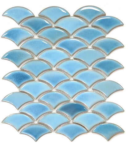 Fish Scale Sky Glossy Porcelain Mosaic Tile