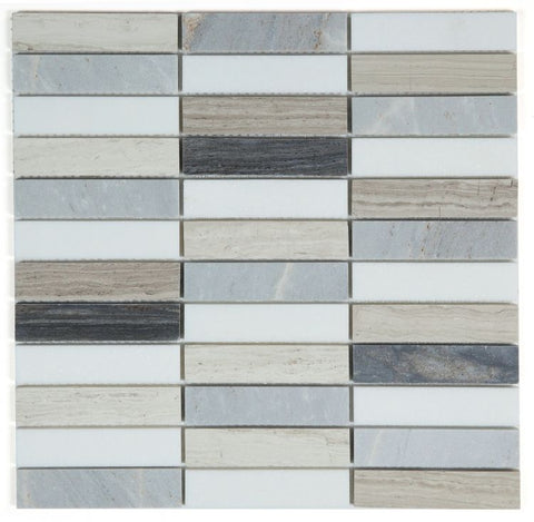 Groove Blue Polished Linear Marble Mosaic Tile