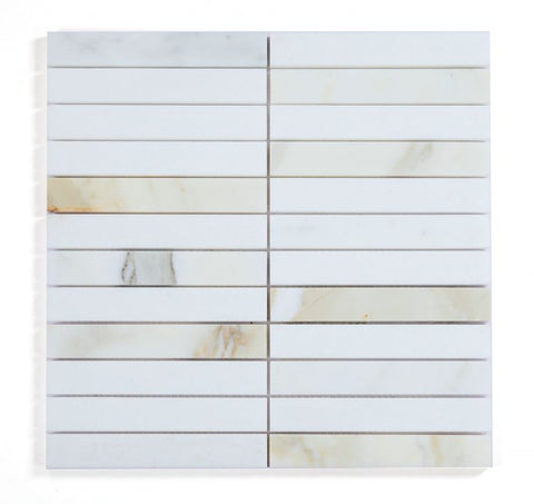 Groove Calacatta Long Polished Linear Marble Mosaic Tile