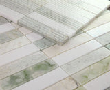 Groove Green Polished Linear Marble Mosaic Tile