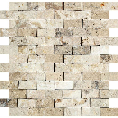 1 X 2 Philadelphia Travertine Split-Faced Brick Mosaic Tile