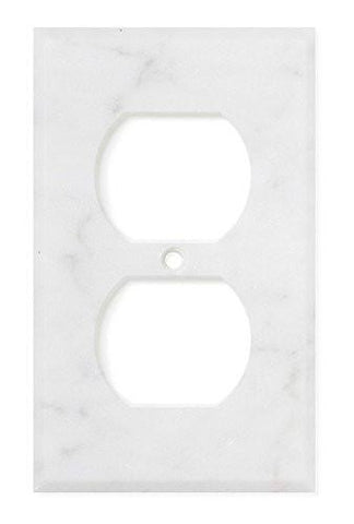 Italian Carrara White Marble Single Duplex Switch Wall Plate / Switch Plate / Cover - Honed