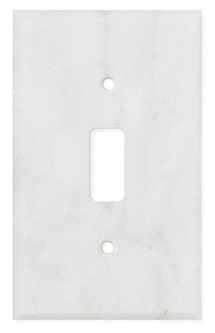 Italian Carrara White Marble Single Toggle Switch Wall Plate / Switch Plate / Cover - Honed
