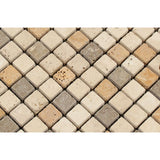 1 X 1 Mixed Travertine Tumbled Mosaic Tile