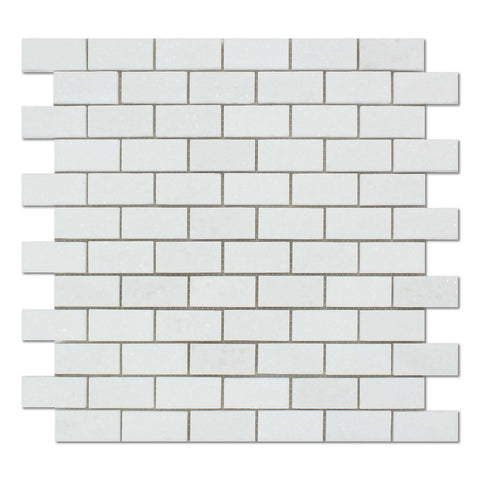 1 X 2 Thassos White Marble Polished Brick Mosaic Tile