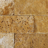 2 X 4 Gold / Yellow Travertine Split-Faced Brick Mosaic Tile
