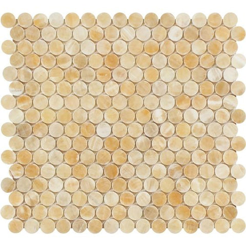 Honey Onyx Polished Penny Round Mosaic Tile