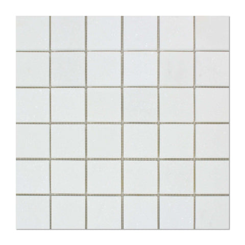2 X 2 Thassos White Marble Honed Mosaic Tile