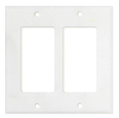 Italian Carrara White Marble Double Rocker Switch Wall Plate / Switch Plate / Cover - Polished
