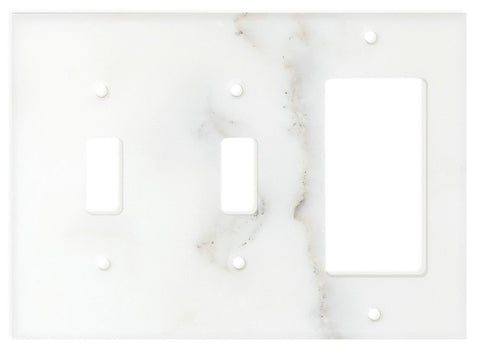 Italian Calacatta Gold Marble Double Toggle Rocker Switch Wall Plate / Switch Plate / Cover - Polished