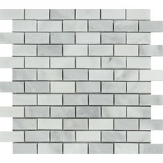 1 x 2 Bianco Venatino (Bianco Mare) Marble Polished Brick Mosaic Tile