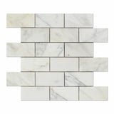 2 X 4 Calacatta Gold Marble Honed Brick Mosaic Tile