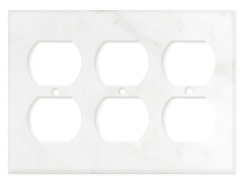Italian Calacatta Gold Marble Triple Duplex Switch Wall Plate / Switch Plate / Cover - Honed