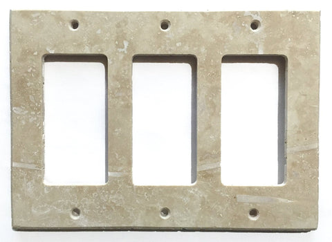 Ivory Travertine Triple Rocker Switch Wall Plate / Switch Plate / Cover - Honed