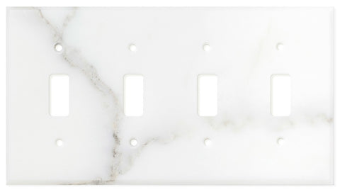 Italian Calacatta Gold Marble Quadruple Toggle Switch Wall Plate / Switch Plate / Cover - Polished