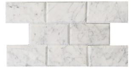 4 x 12 Carrara White Marble Honed & Deep-Beveled Field Tile