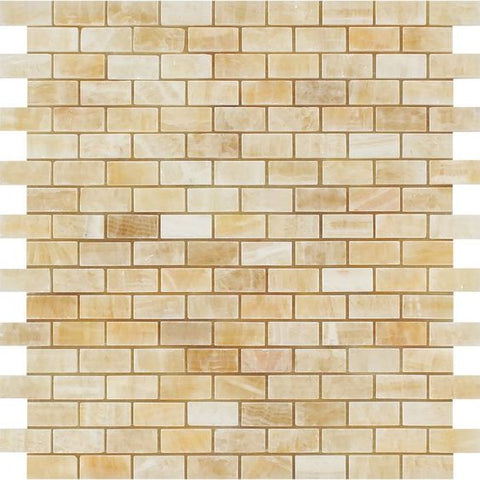 5/8 X 1 1/4 Honey Onyx Polished Baby Brick Mosaic Tile