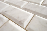2 x 4 Bianco Venatino (Bianco Mare) Marble Honed & Beveled Brick Mosaic Tile