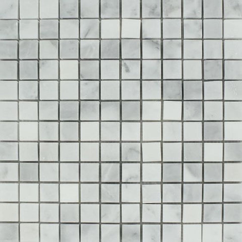 1 X 1 Bianco Venatino (Bianco Mare) Marble Honed Mosaic Tile