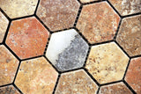 Scabos Travertine Tumbled 2'' Hexagon Mosaic Tile