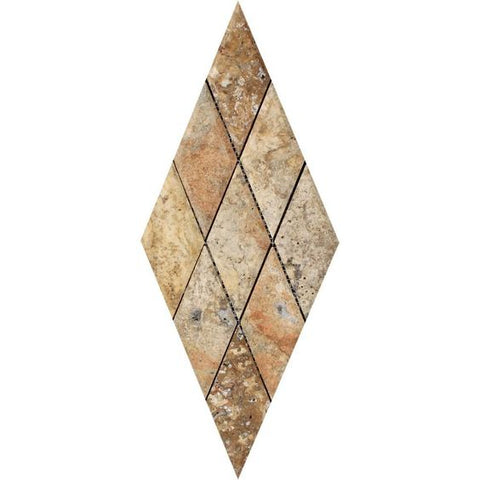 3 X 6 Scabos Travertine Diamond / Rhomboid Polished & Beveled Mosaic Tile