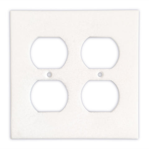 Thassos White Marble Double Duplex Switch Wall Plate / Switch Plate / Cover - Honed