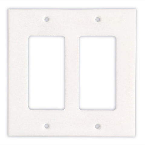Thassos White Marble Double Rocker Switch Wall Plate / Switch Plate / Cover - Honed