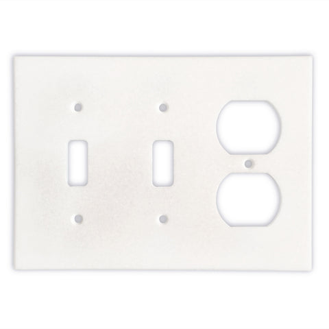 Thassos White Marble Double Toggle Duplex Switch Wall Plate / Switch Plate / Cover - Polished