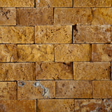 1 X 2 Gold / Yellow Travertine Split-Faced Brick Mosaic Tile