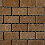 1 X 2 Noce Travertine Tumbled Brick Mosaic Tile