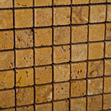 1 X 1 Gold / Yellow Travertine Tumbled Mosaic Tile