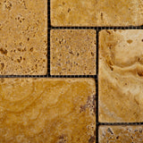 Gold / Yellow Travertine 4-Pieced OPUS Mini-Pattern Tumbled Mosaic Tile