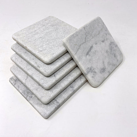 Carrara White Marble Handmade Coasters