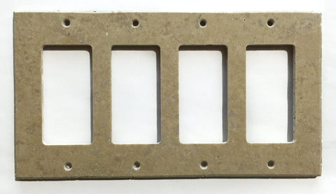 Walnut Travertine Quadruple Rocker Switch Wall Plate / Switch Plate / Cover - Honed