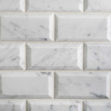 2 X 4 Carrara White Marble Honed & Beveled Brick Mosaic Tile