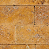 3 X 6 Gold / Yellow Travertine Tumbled Subway Brick Field Tile