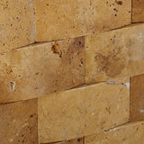 2 X 4 Gold / Yellow Travertine CNC Arched 3-D Brick Mosaic Tile
