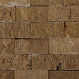 1 X 2 Noce Travertine Split-Faced Brick Mosaic Tile