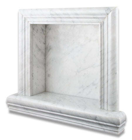 Carrara White Marble Hand-Made Custom Shampoo Niche / Shelf - SMALL - Polished